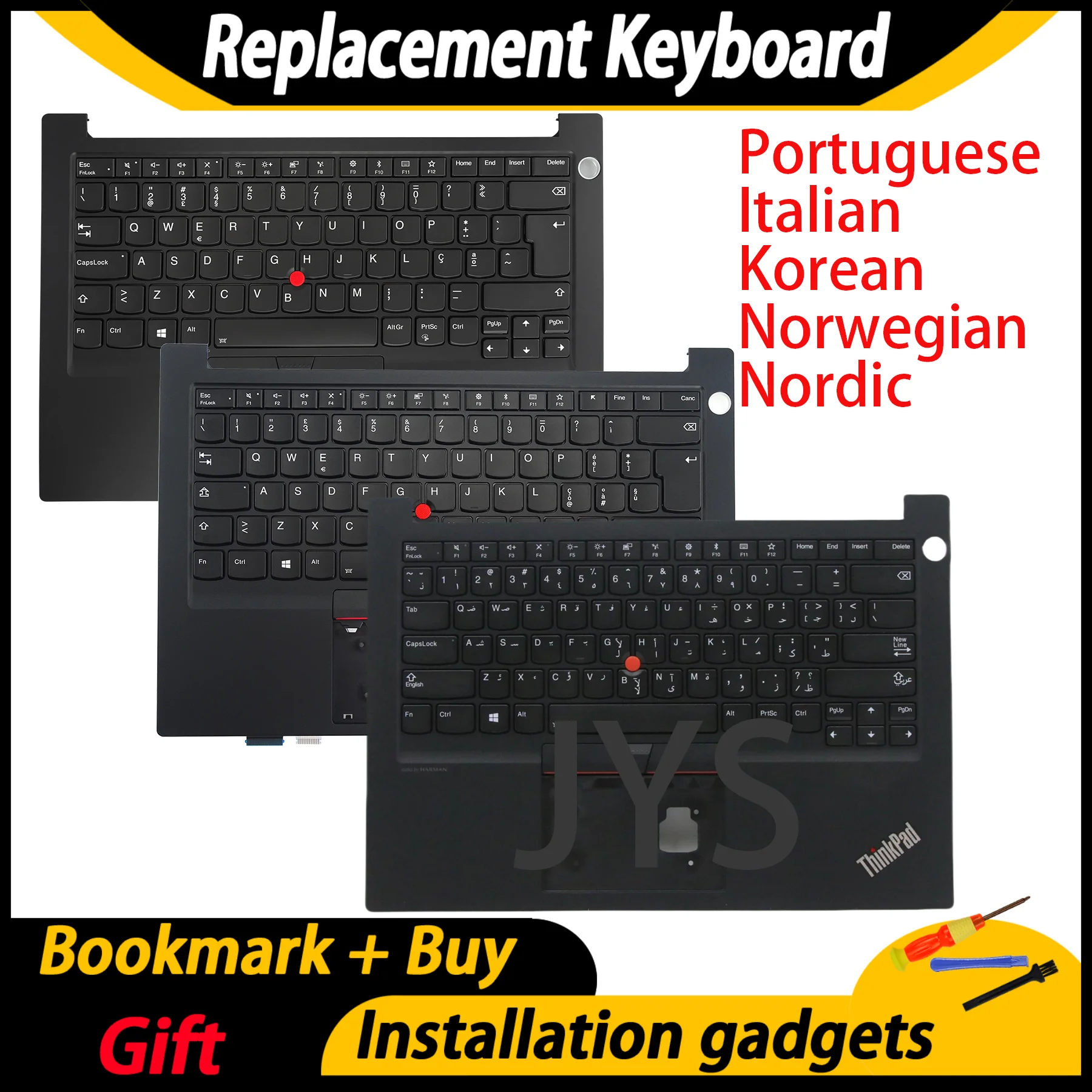 

Laptop Keyboard For Lenovo ThinkPad E14 Gen1 C-Cover with keyboard With backlight Latin Portugal/South Korea/Italy/Norway/Nordic
