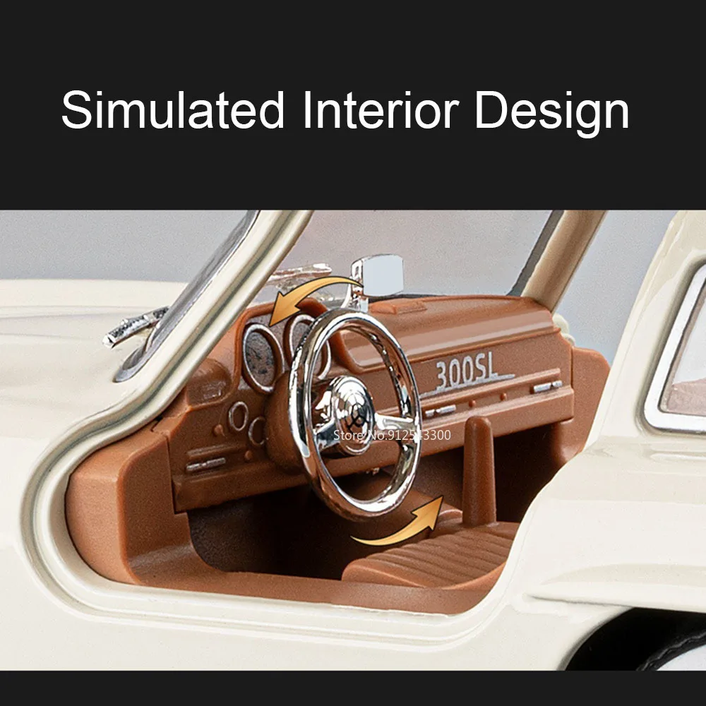 Modèle de voiture Pagani Huayra 1:22 300SL, jouet, ailes de mouette, portes ouvertes, lumière musicale, supercar Miniature, modèles de haute Simulation