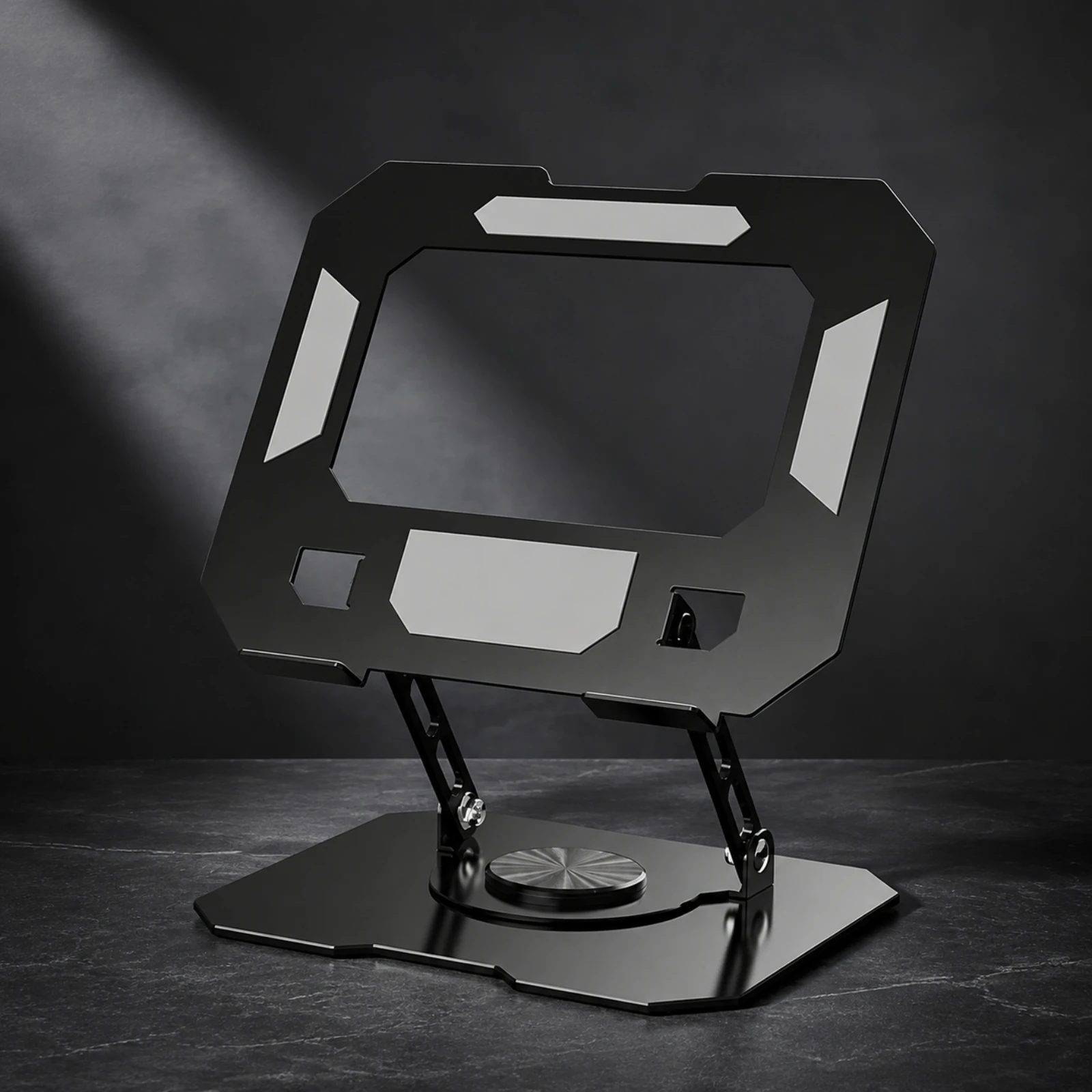 Foldable Laptop Stand Sturdy Adjustable Device Stand with Rotating Platform Phone Holder Compact for Workstation, Calls Calls