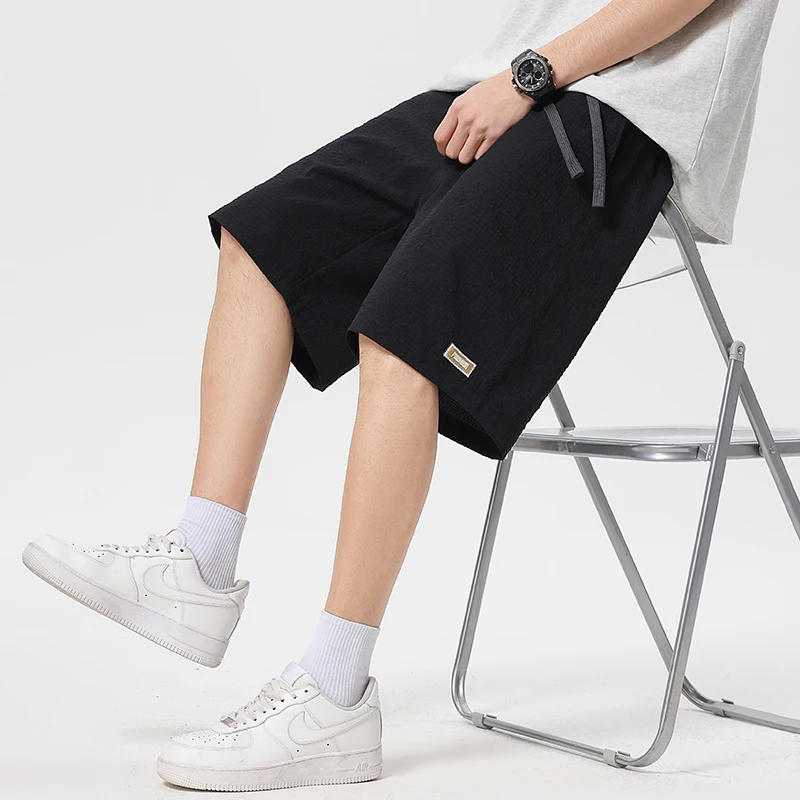 

Summer Gray Five-point Pants for Men's Ice Silk Thin Sporty Loose Comfortable and Casual Large-size Tooling Shorts Black Khaki