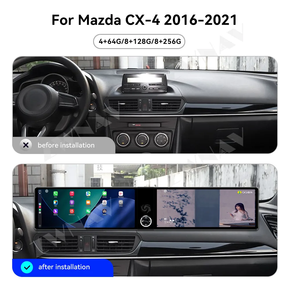 

Android 13 Carplay Dual 12.3 inch Touch Screen Carplay For Mazda Atenza 17-19 CX-4 2016-2021 GPS Navigation WIFI 4G Head Unit