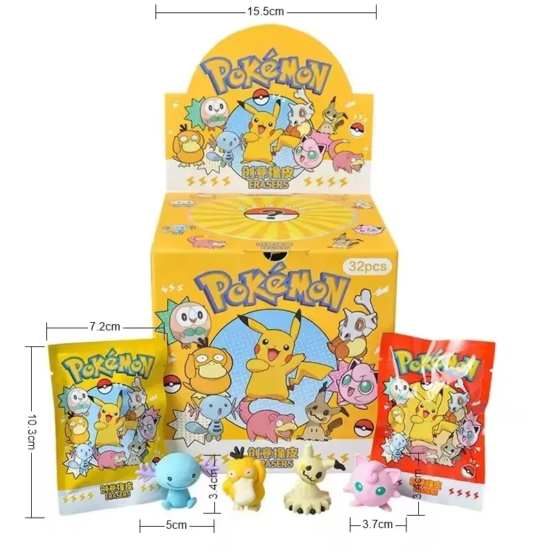 32 Surprise Bags, Including The Draft of Pockmarked Pikachu Collection, Cartoon Erasers, Student Stationery, Awards and Toys. view 5