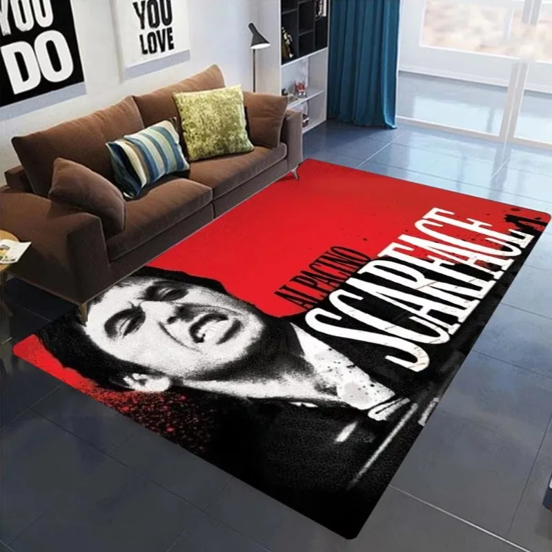 Rutschfester Teppich mit Retro-Scarface-Motiv für Wohnzimmer, Sofa, Dekor, moderner Teppich, Bodenmatte für Herren, Schlafzimmer, langlebige Teppiche