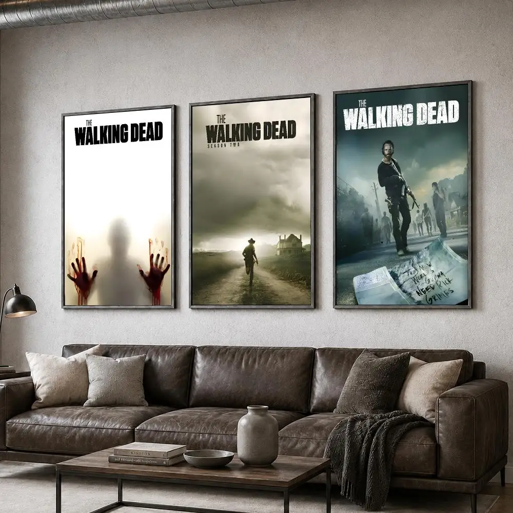 TV The Walking Dead Rick Grimes Zombie Poster  PP Self Adhesive Home Garage Dorm Bar Wall Decor Aesthetic Retro Gift