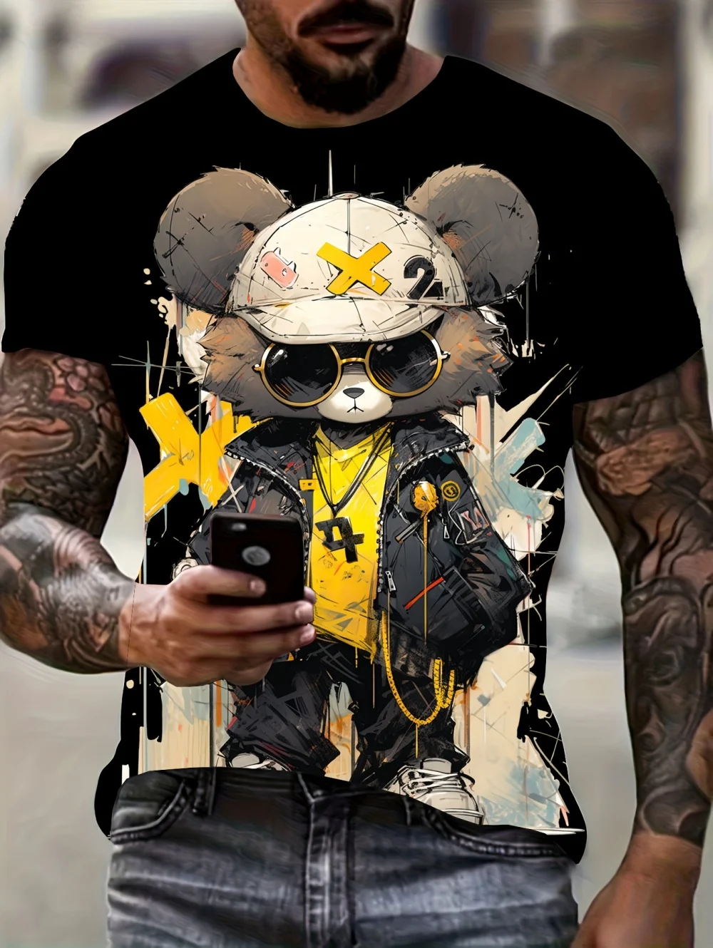 

New Summer T-Shirts for Men High Street Animated 3D Prints Tops Fashion Harajuku Short Sleeve Tee Oversized O-Neck Streetwear