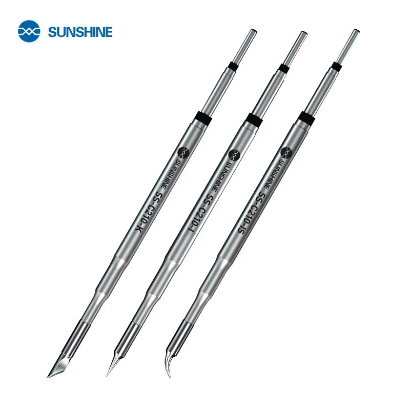 SUNSHINE SS-210 RELIFE GVM C210 IS I K Series Soldering Iron Tips Curve Sharp Blade for JBC Original T210 Handle Welding Station