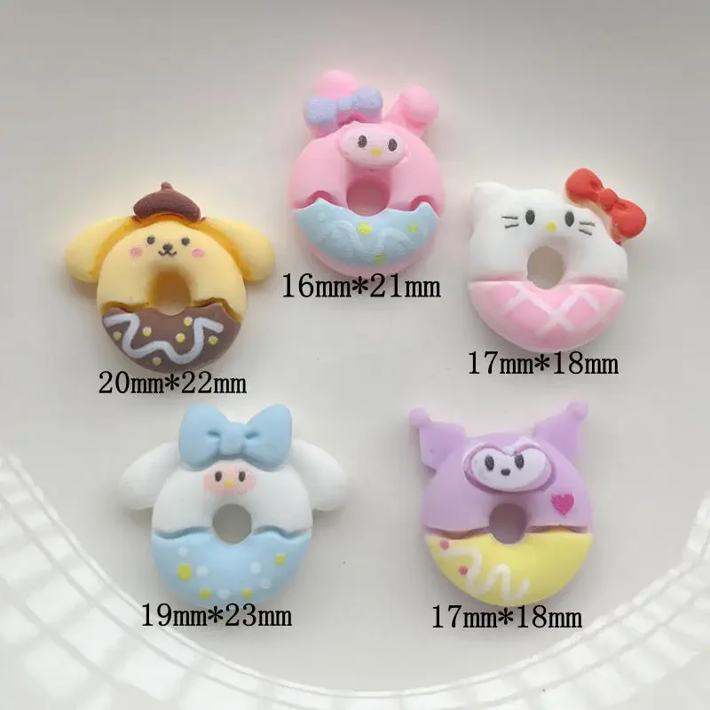 14pcs kawaii mini resin animal shaped doughnut pendants jewelry making materials creative Diy resin flat back accessories