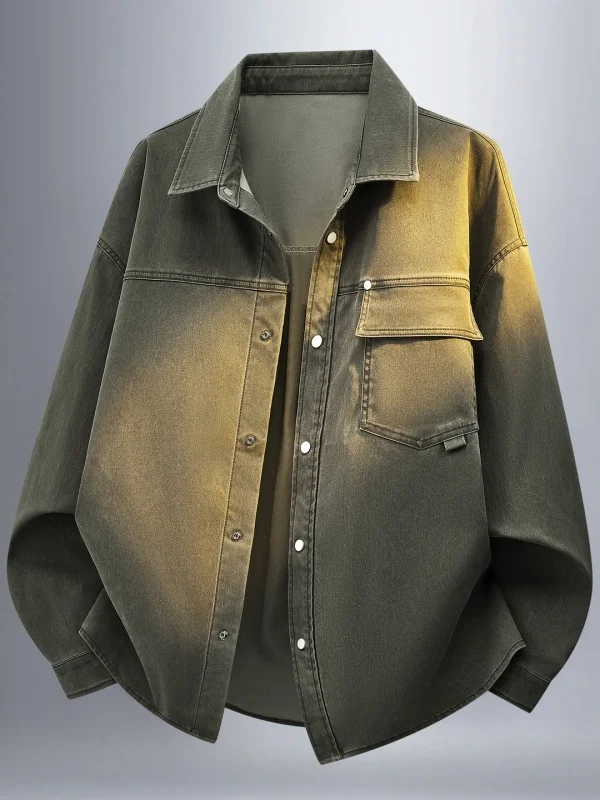 

Повседневная рубашка с длинными рукавами, мужская рубашка на весну и осень, новый стиль, модная универсальная куртка, красивый трендовый топ из полиэфирного волокна, свободный крой