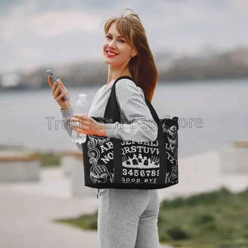 القط الجمجمة رئيس الساحرة مجلس سحري أسود القوطية حقيبة سفر تجريب عطلة نهاية الأسبوع بين عشية وضحاها حقائب سعة كبيرة حقيبة أمتعة مقاومة للماء