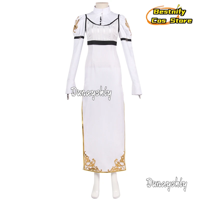 CosplayGame Kyrie Cosplay Costume Slim White Long Dress Lolita French Maid Role-playing Women's Dresses Anime Outfits Wig Prop S