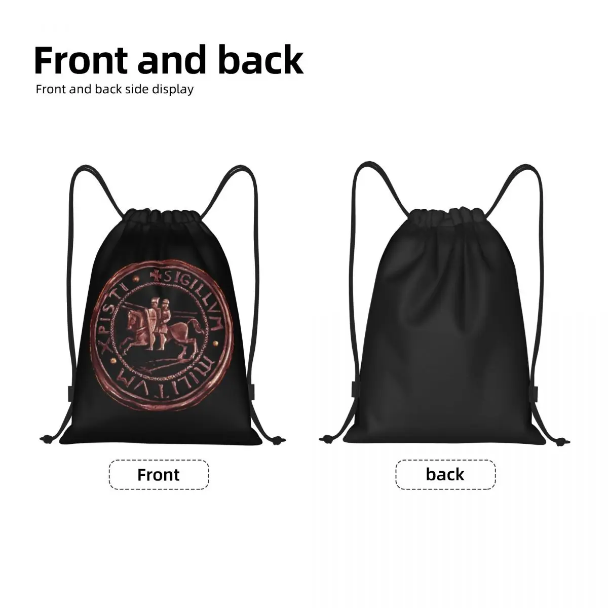 Knights Templar Seal Cross Deus Vult Drawstring Backpack Women Men Gym Sport Sackpack Portable Crusader Shopping Bag Sack