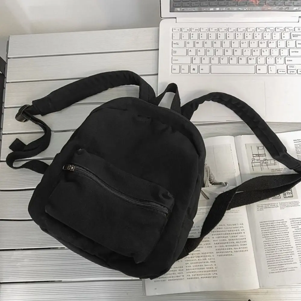 Sac à dos en toile vintage pour filles, sac à dos léger, mini sac à dos unisexe, sac à dos scolaire solide, tout match