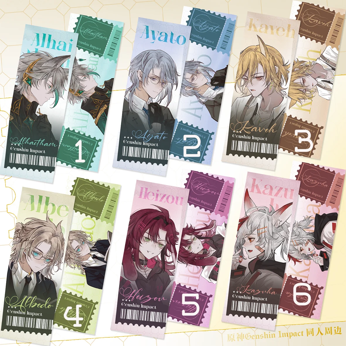 Anime Genshin Impact Kaveh Alhaitham Shikanoin Heizou Cosplay Series Acrylic Keychain Pendant Badge Brooch Pins Laser ticket - view 3