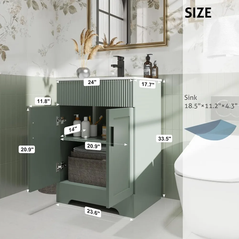 24 Inch Painted Surface Bathroom Vanity Combo Undermount Sink with Faucet Bathroom