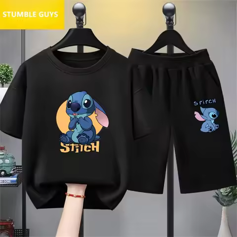 Boy Kids T Shirts Stitch Clothes Girl T-shirt Boys Trucksuit Children Sonic Short Sleeve Tops Summer Girls Top Clothing