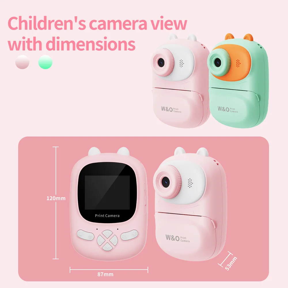 New Kids Print Camera Outdoor Photo Portable Thermal Paper Instant Print HD Video Digital Mini Camera