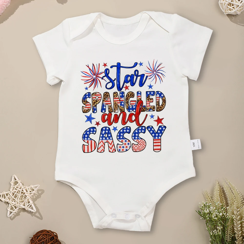 American Style Stylish Baby Boy and Girl Clothes Onesie Cotton Summer Casual Outdoor Play Toddler Bodysuit Multicolor Dropship