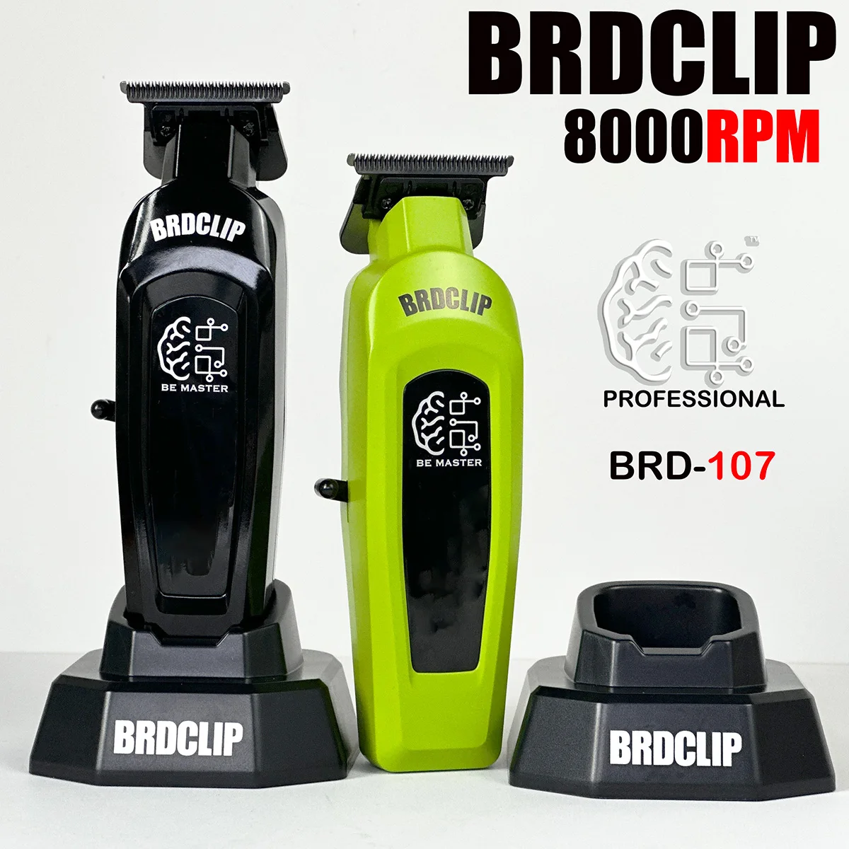 Maquinilla de cortar el pelo profesional para hombres, ajuste de 0 distancia, hoja DLC, 2000mAh, 8000RPM, cortadora de pelo para salón de barbero BRDCLIP 107