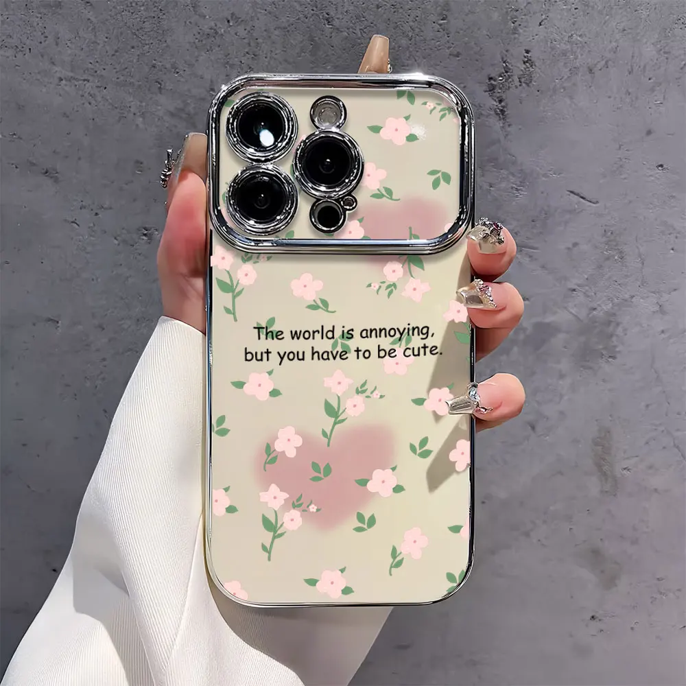 Pink Flower Halo Dyeing For iPhone 11 12 13 14 15 16 Pro Plus Max Electric Ferry Large Window Case