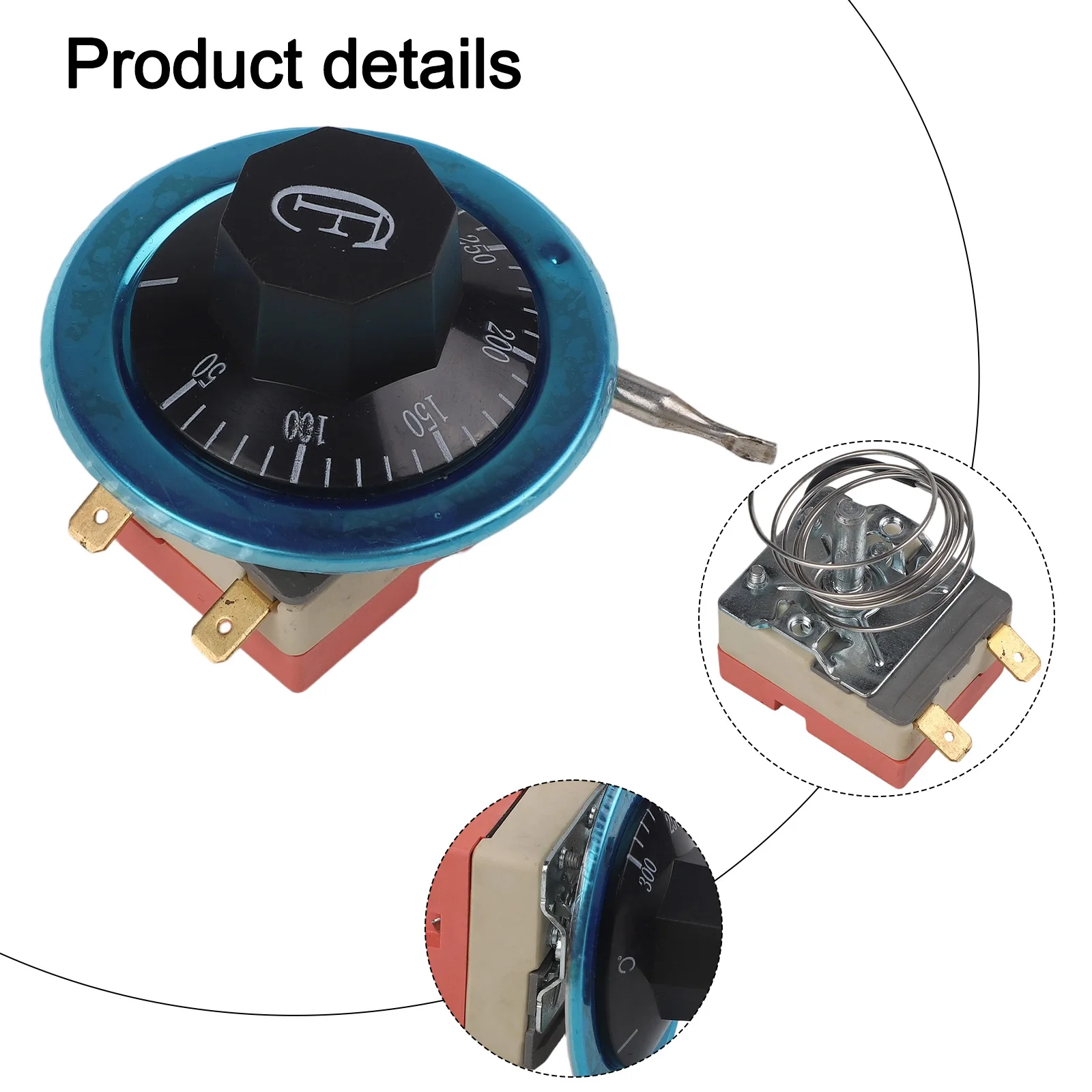 Термостат переменного тока 250 В, регулируемый термостат, детали кухонной техники, черный термостат, простая установка, максимальный ток 16 А