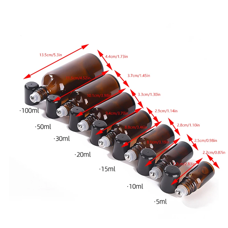 Bottiglia di palla di rotolamento colorata per tè bottiglia di soluzione originale cosmetica piccola bottiglia di campione bottiglia di vetro di olio essenziale a prova di luce