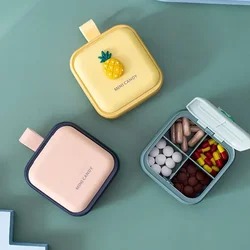 4 Slots Cute Cartoon Mini Storage Medicine Pill Box Travel Drug Tablet Medicine Storage Holder Splitter Organizer Container Case