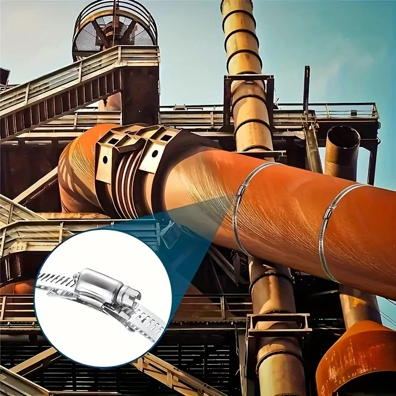 Schlauchschellen-Sortiment aus Edelstahl 304, DIY, großes, verstellbares Schneckengetriebe-Band, Schlauch, Metallklemme, Umreifung, 9,8–34,4 Fuß – Detail 3