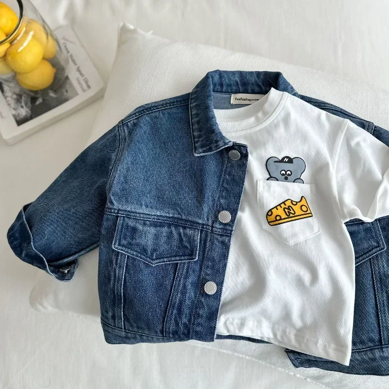 Children Clothing Denim Jacket Casual Solid Baby Girl Top Girls Coat Boys Clothes Toddler Jacket Boy Kids Jackets for Girls 2024