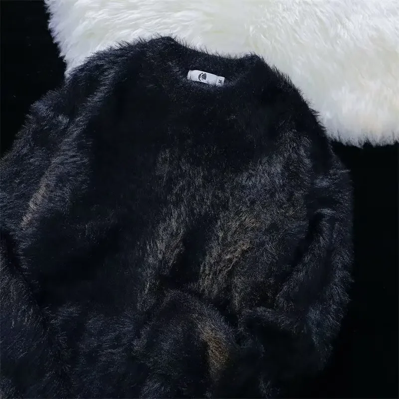 الراقية الشعور الخريف/الشتاء البلوفرات الرجال المياه فرو المنك سترة النمط الياباني Vintage الأزواج محبوك العلامة التجارية العصرية