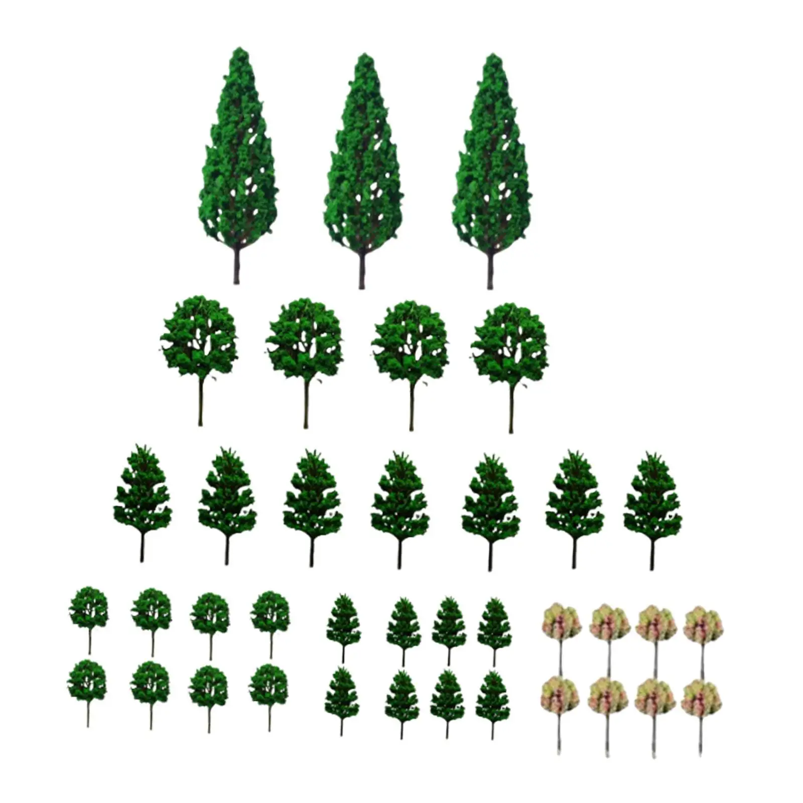 38Pcs Model Green Trees DIY Scene Decor Layout Models Scenery Architecture Game Decor Photography Prop Miniature Diorama Trees