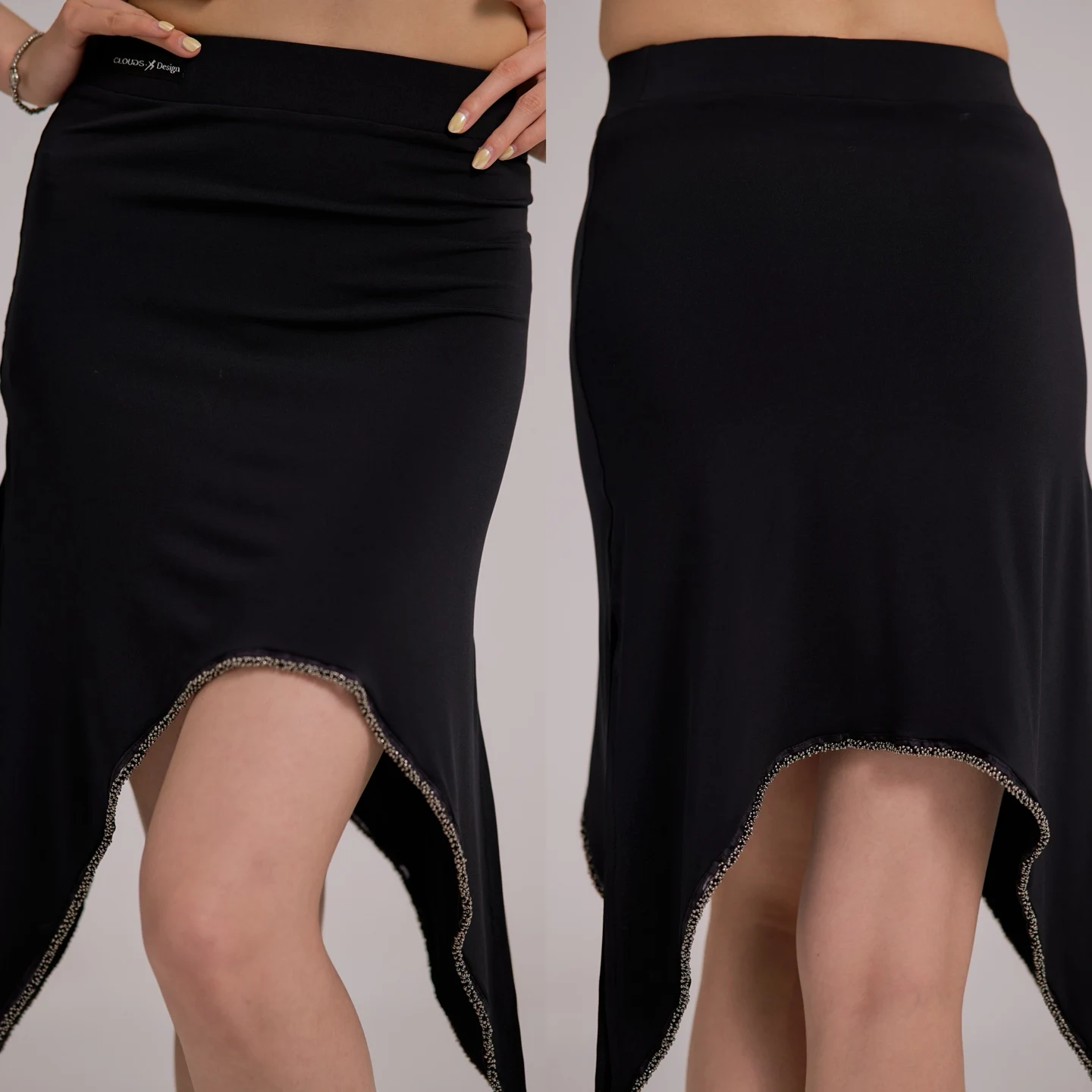 

Latin Dance Skirt Women Practice Clothing Irregular Black Skirt Adult Club Rumba Samba Salsa Dance Performance Costume DNV24167