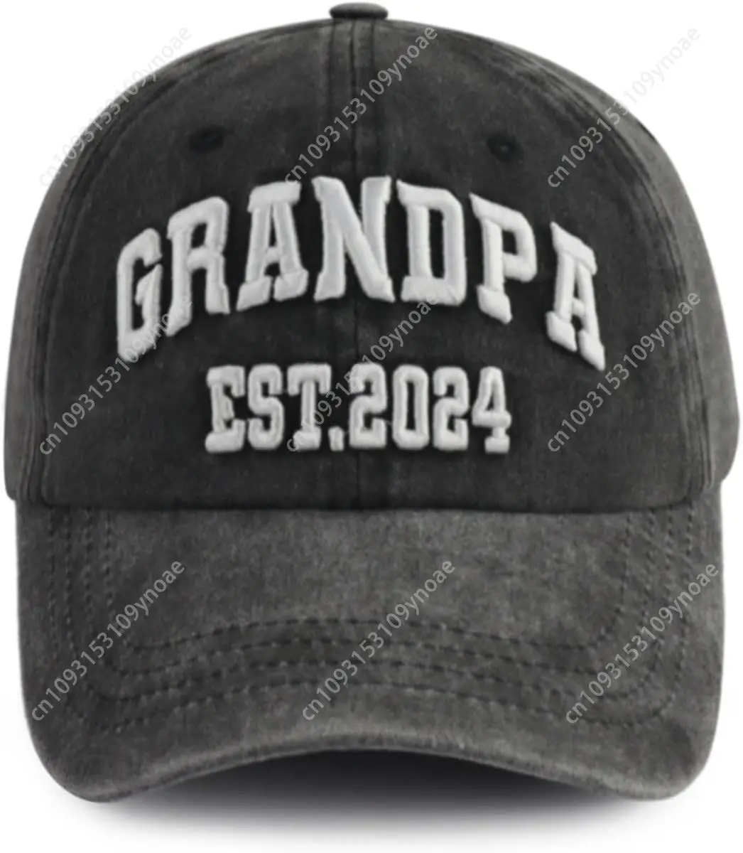 

Grandpa Est 2024 Hats For Men, Funny Adjustable Embroidered Cotton New Grandfather Baseball Cap Men Woman Outdoor Casual Party H