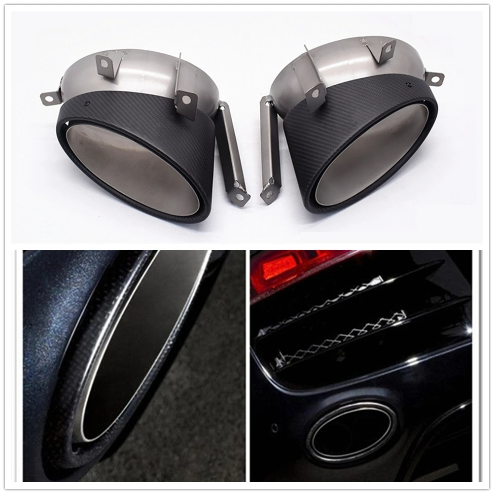 2PCS Car Exhaust Tip Muffler Rear Air Vent Outlet Duct End Pipes Tailpipes For Audi R8 2010-2012