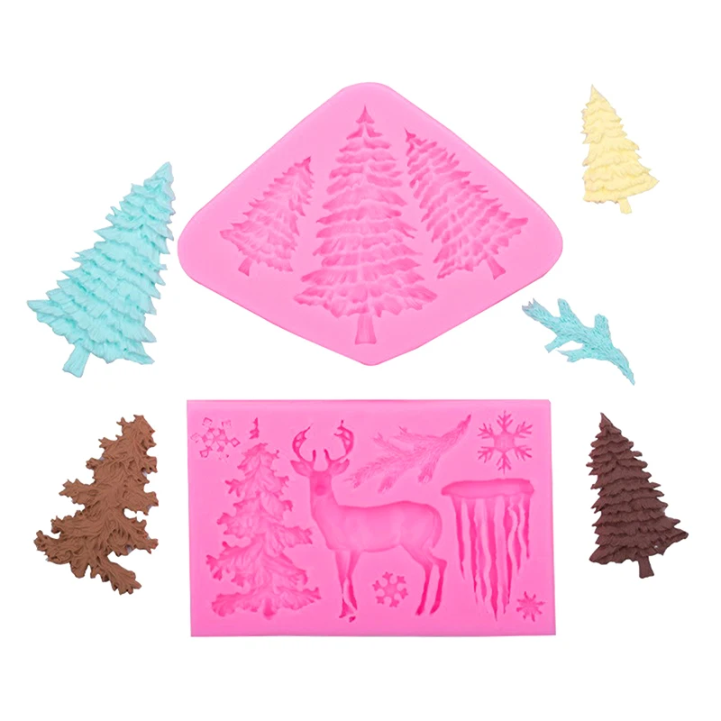 Christmas Tree Shaped Silicone Fondant Mold Kitchen DIY Cake Baking Tools Cupcake Chocolate Mold Polymer Clay Plaster Decoration