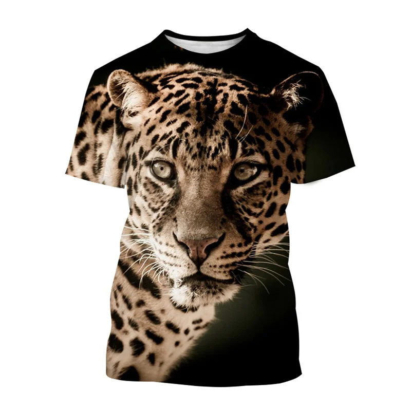 Animal Leopard 3D Print T-Shirts Men Women Casual Fashion Streetwear Oversized Short Sleeve T Shirt Kids Tees Tops Man Clothing