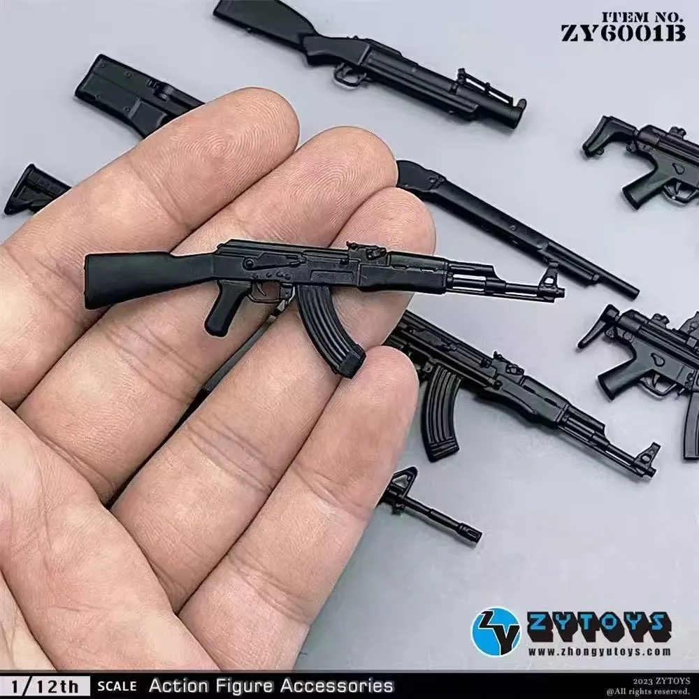 1/12th zytoys zy6001b mini brinquedos armas modelo mp5 m4 ak47 p90 m1887 material pvc não real para 6 "boneca figura cena componente diy