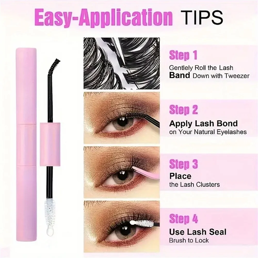 Single Cluster False Eyelashes Set with Eyelash Glue, 200 Sets of Natural Curling Eyelash Extension Accessories, Eye Makeup Accessories