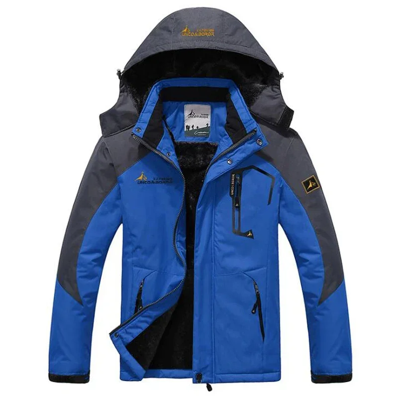 Winter Jacket Men Plus Velvet Windbreaker Waterproof Thicken Jackets Mens unload Hooded Thermal Fleece Coat Large Size 5XL 6XL