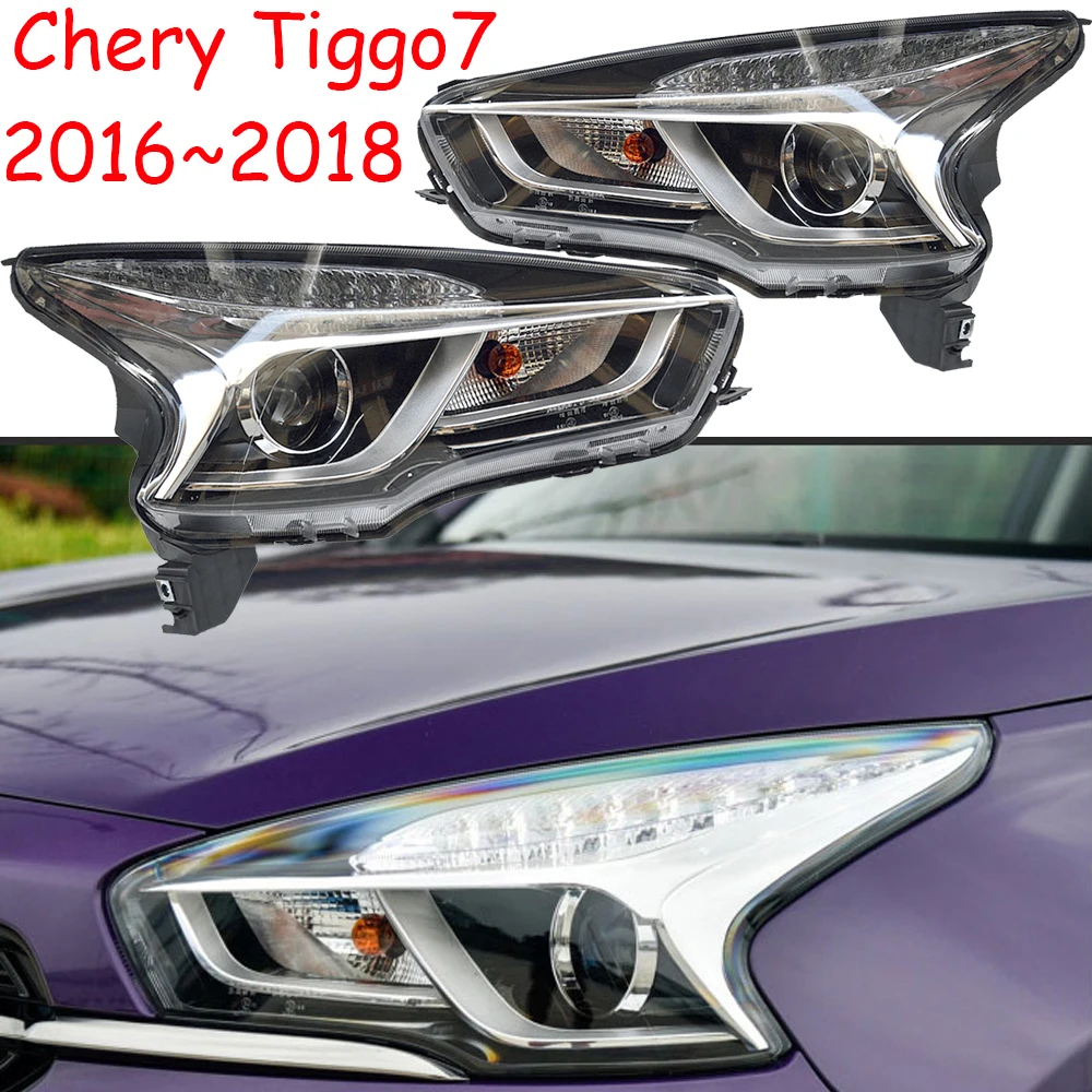 1pcs car bumper Tiggo7 headlamp for Chery Tiggo headlight 2016~2018y car accessories Tiggo 7 head lamp Chery Tiggo fog lamp