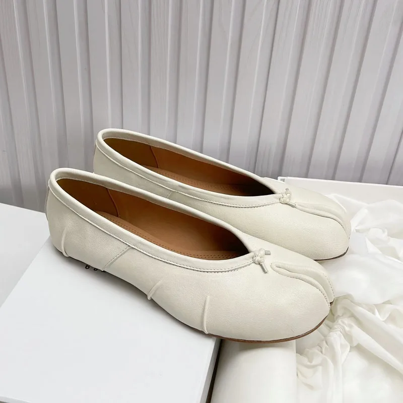

High quality Fashion Soft genuine Leather Split Toe Women Tabi Ballet Flats Comfortable Walking Lazy Loafers Casual Girls Shoes