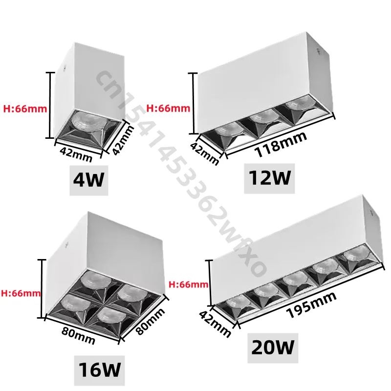 Dimmable downlight Square AC110V-220V LED sky light No main light anti-glare COB spot light grille light Indoor lighting bulb