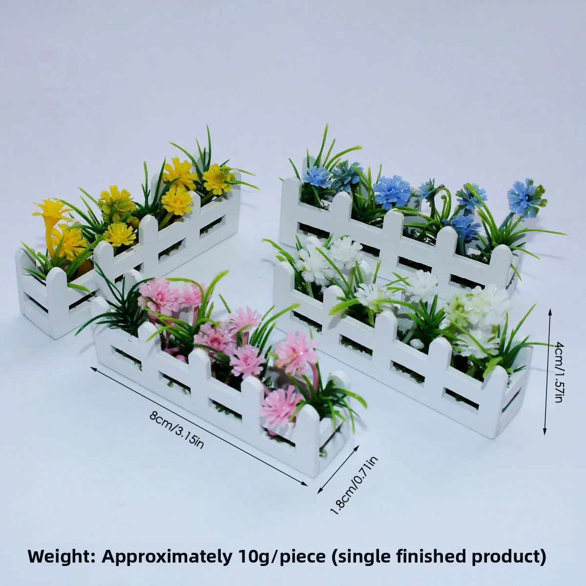 1pc Miniature Fence Flower Set, Simulated Flower Decoration, Mini Potted Home Decoration, Photo Prop Model