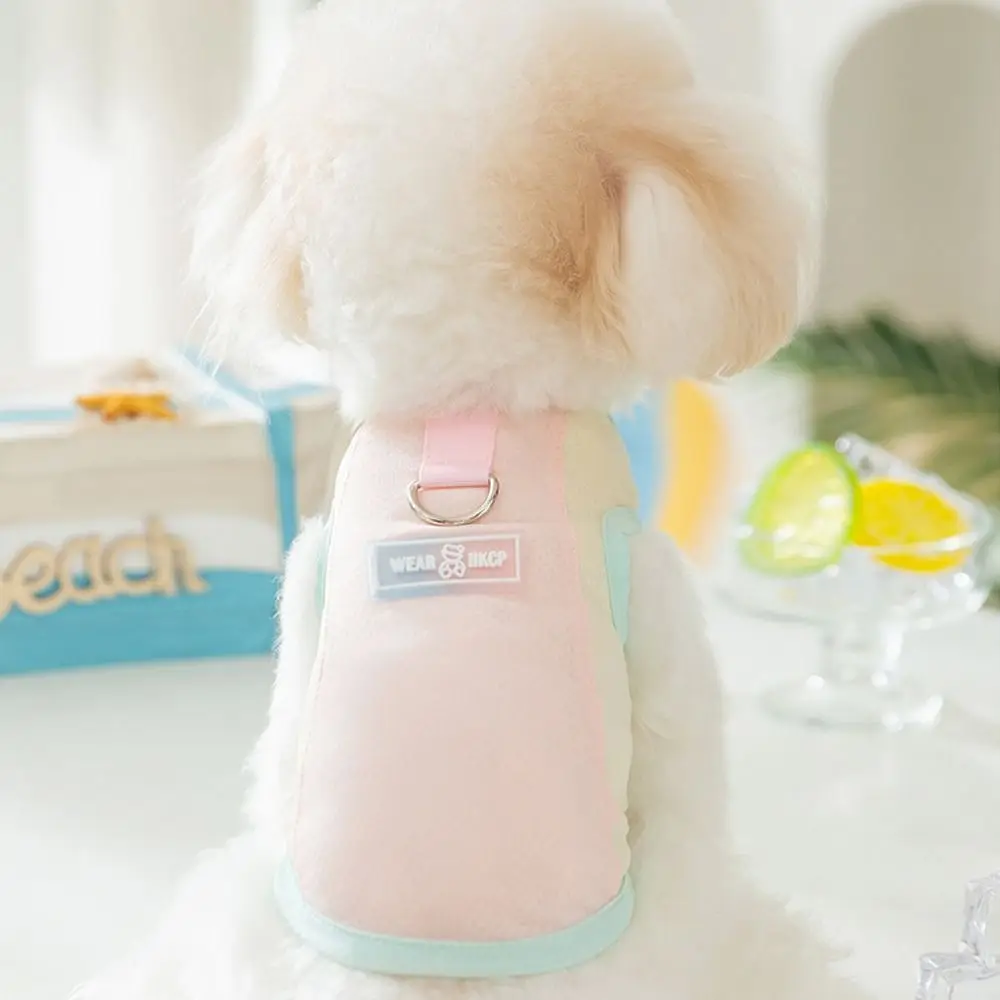 Mesh Dog Candy Colored Vest with Small Butterfly Comfortable Pet Traction Vest Breathable Sun Protection Cool Pet Dog Clothing