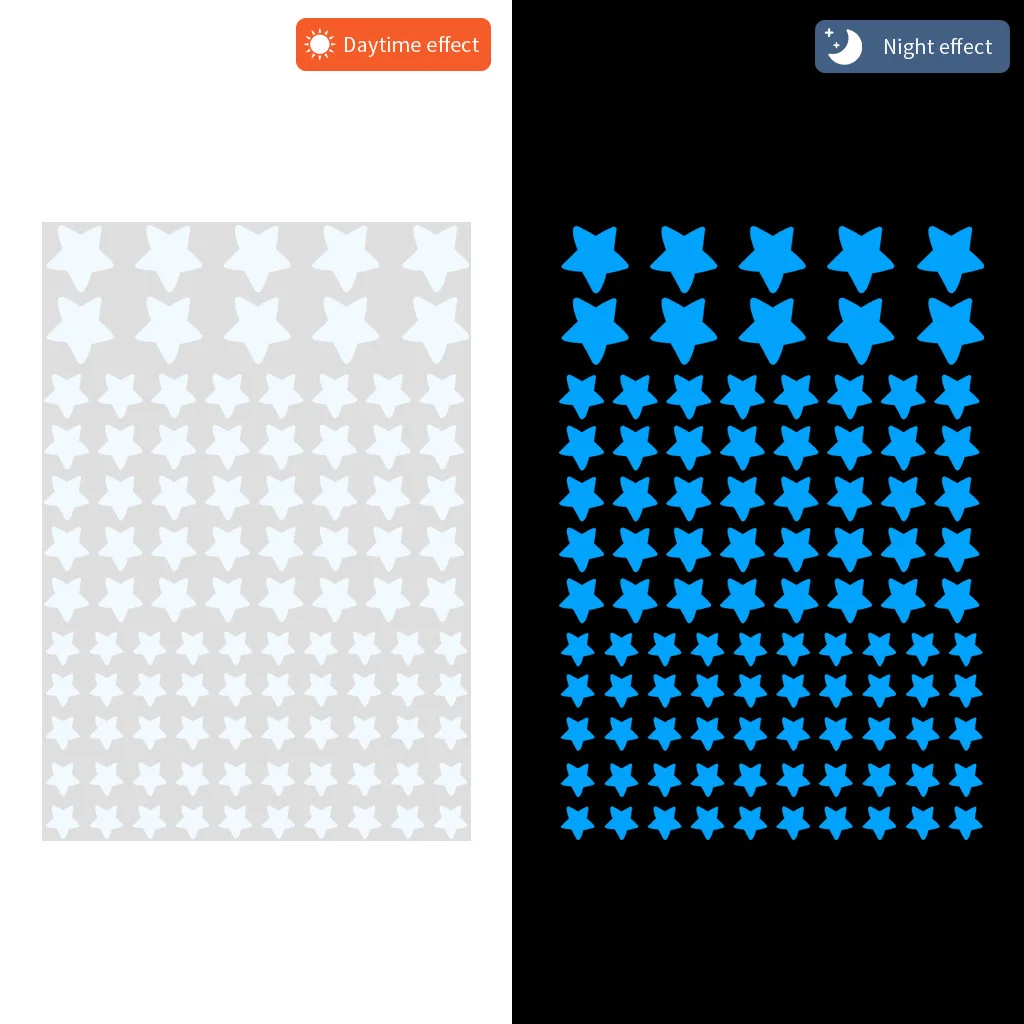 100pcs Luminous Wall Stickers Glow In The Dark Stars Sticker Decals for Kids Baby Rooms Colorful Fluorescent Stickers Home Decor
