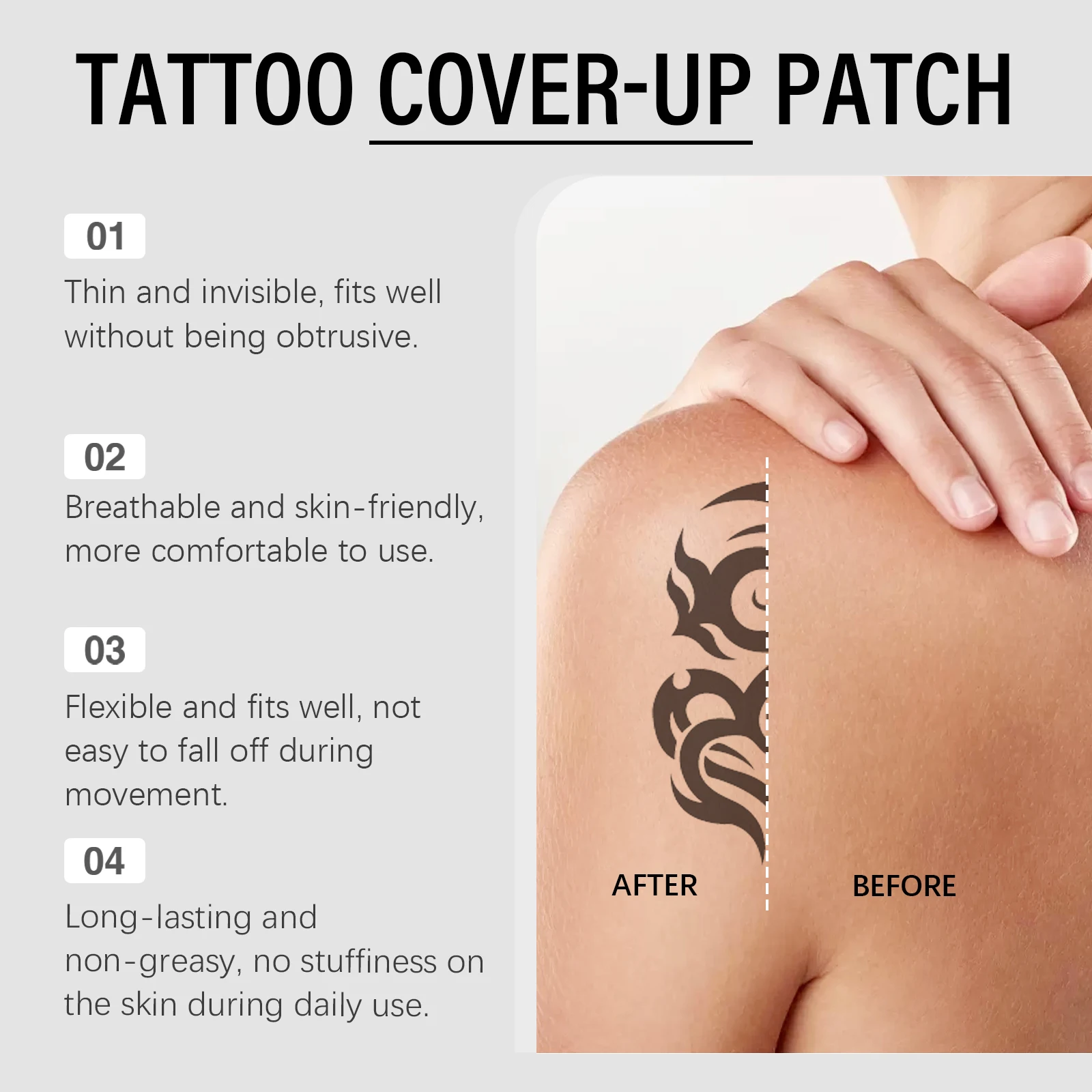 インビジブルコンシーラーパッチ：毎日の保護に、通気性、快適性、高粘着性、長持ち、肌を隠すパッチ