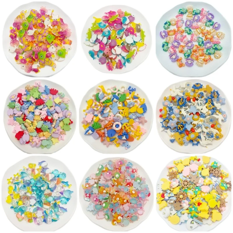 

10pcs Colorful Resin Ocean Animal Styles Flatback Embellishments Cabochons Scrapbooking Materials Crafting Supplies