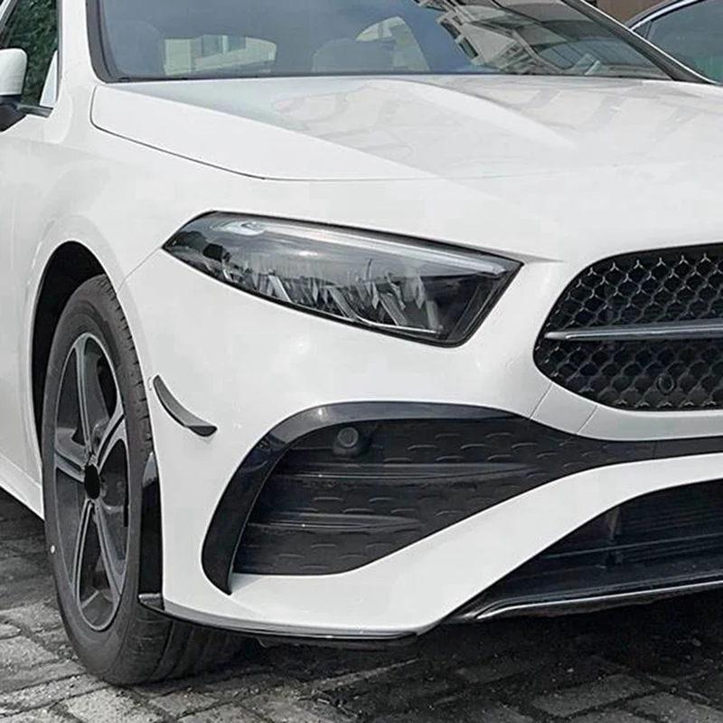 For Mercedes-Benz A-Class W177 2023+ Bright Black Front Bumper Lip Angle Diffuser Protect With Side Splitter Spoiler Accessories