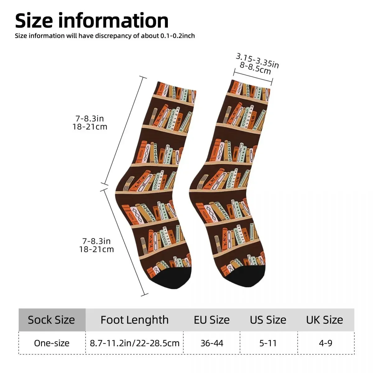 Bookshelf Socks Harajuku Super Soft Stockings All Season Long Socks Accessories for Unisex Christmas Gifts