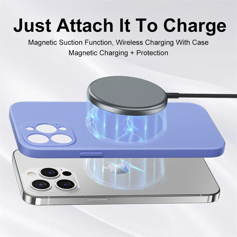 For Magsafe Magnetic Wireless Charging Liquid Silicone Phone Case For iPhone 16 Pro Max 11 12 13 14 15 Pro Max Soft Back Cover