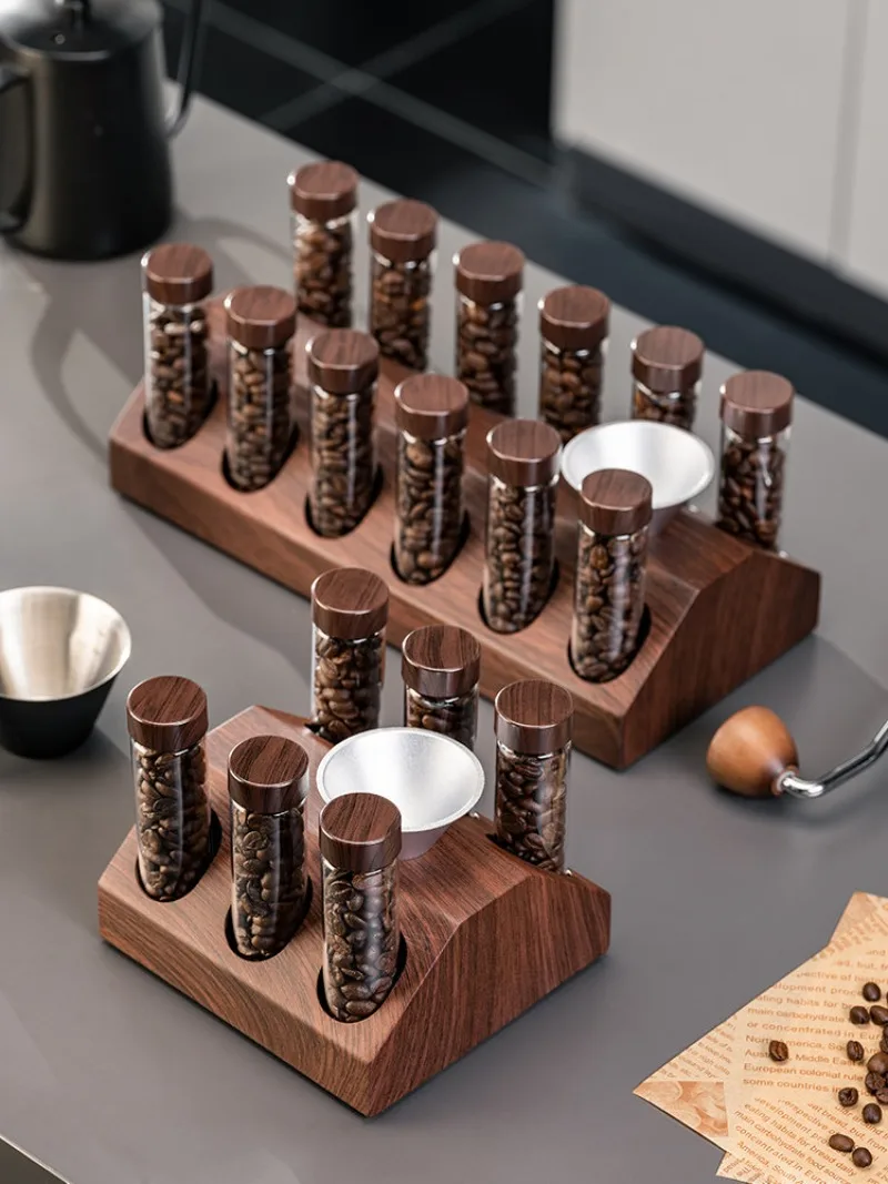 Coffee Bean Storage Container Airtight Test Tube With One Way Valve Magnetic Lid Sub Bottling Display Stand